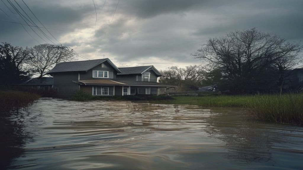Flood-covered home
